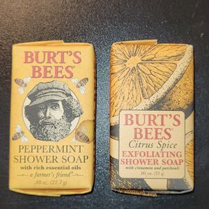 Lot 2 Burt's Bees Soap Peppermint & Citrus Spice Exfoliating .80 Oz Travel Size